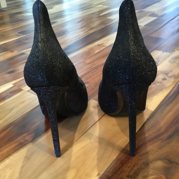 GORGEOUS SAINT LAURENT GLITTER CREPE EVENING 5” HEELS W/ HIGH BACK SZ IT 40 - Picture 5 of 10